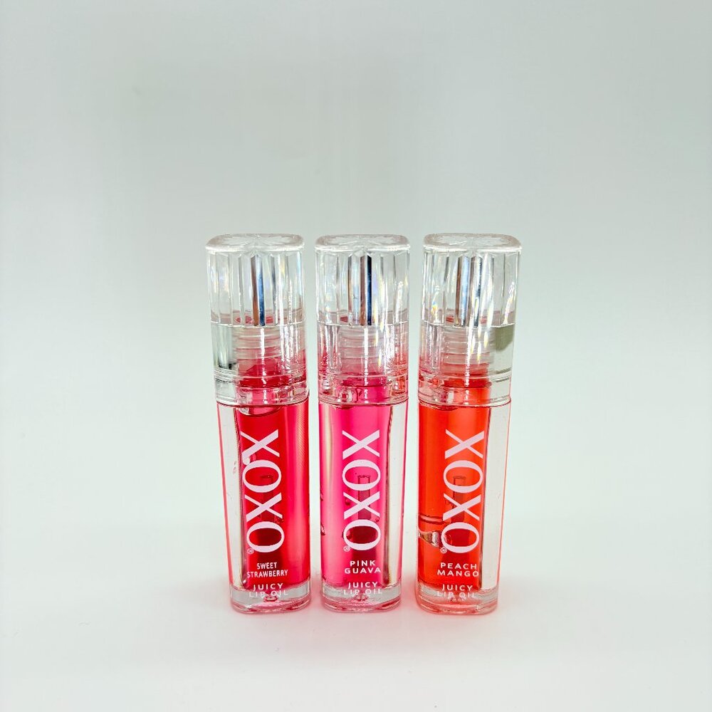 XOXO Strawberry Pink Guava Peach Mango Juicy Lip Oil Trio Set